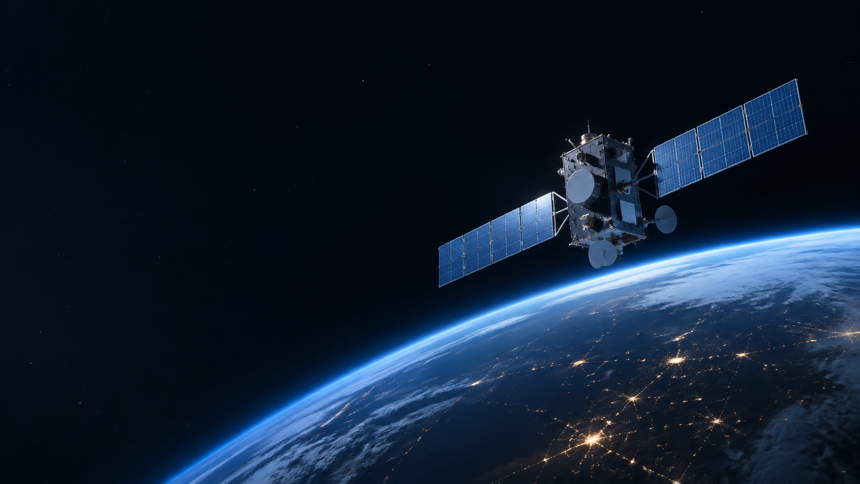 Communications satellite in orbit above Earth